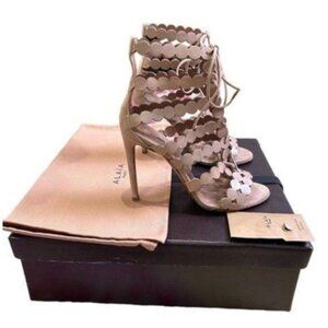 Alaia Laser Cut Suede Gladiator Heels